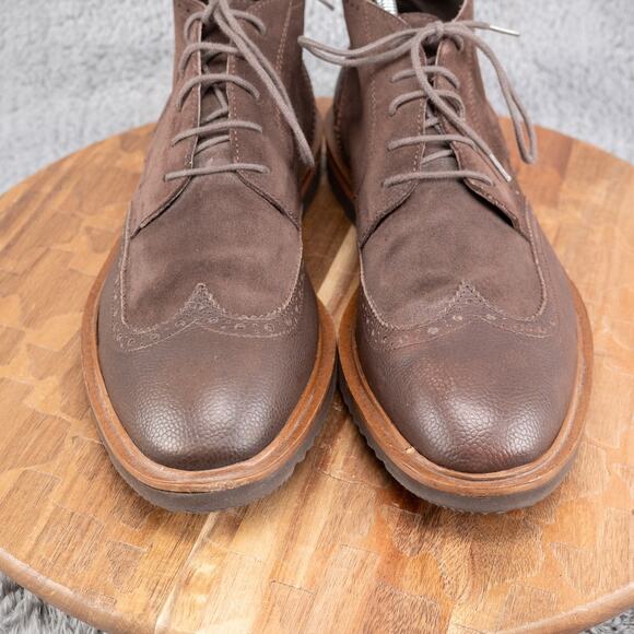 KENNETH COLE NY Brown Leather Suede Wingtip Mens Ankle Boots Shoes US 8 M - Picture 3 of 7